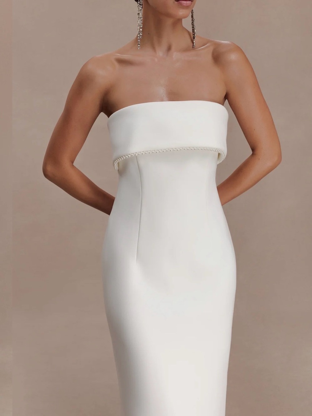 Meshki Sloane Strapless Maxi Dress with Pearls